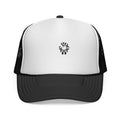 Minimal 'Good Vibes' Trucker Cap — Retro Swirl Logo Mesh Hat