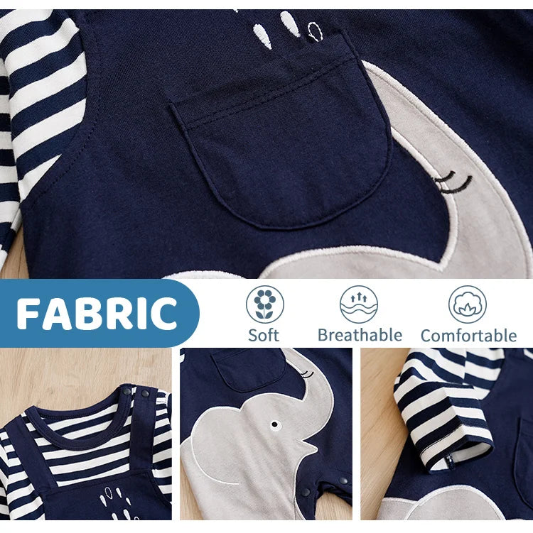 Baby Elephant Striped Romper