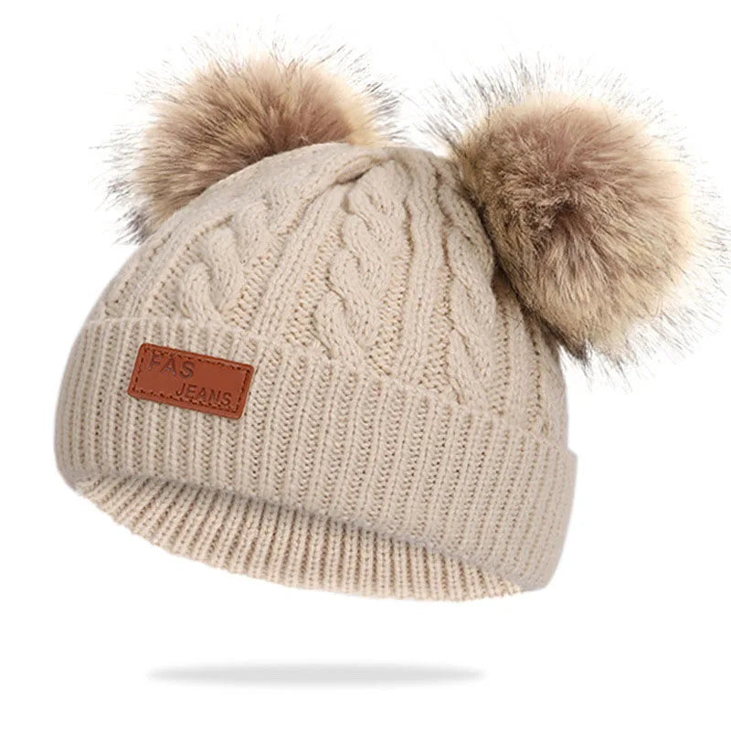 Kids Pompom Knit Beanie Hat