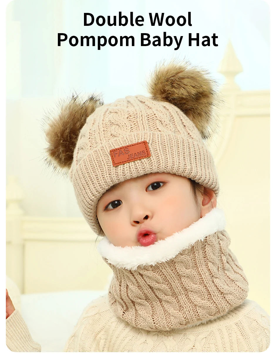 Kids Pompom Knit Beanie Hat