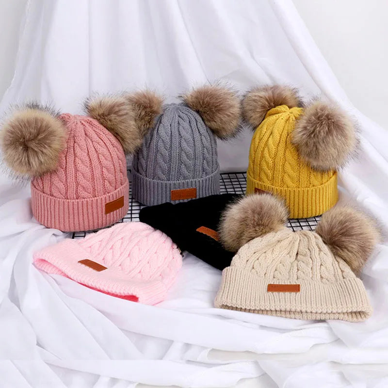 Kids Pompom Knit Beanie Hat