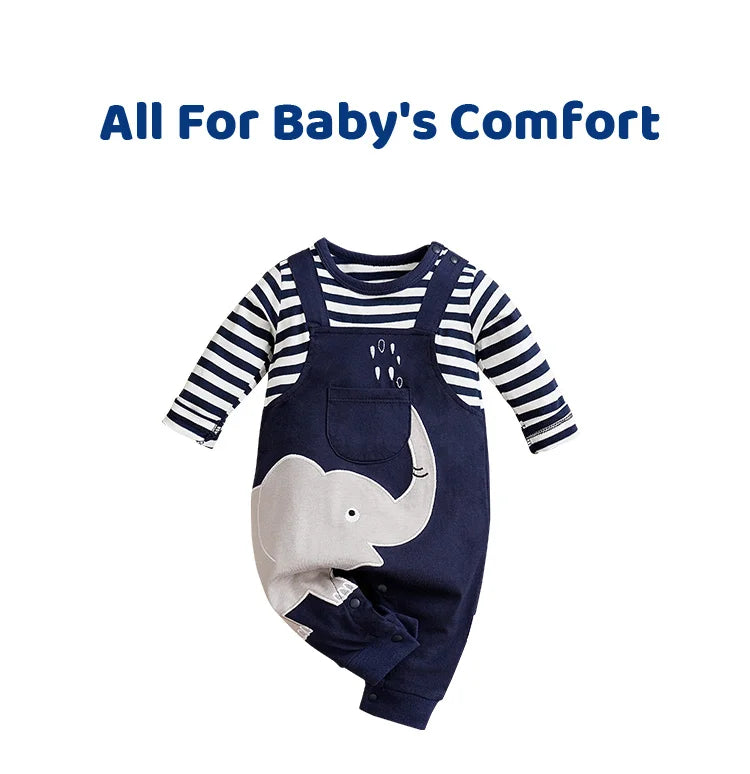 Baby Elephant Striped Romper