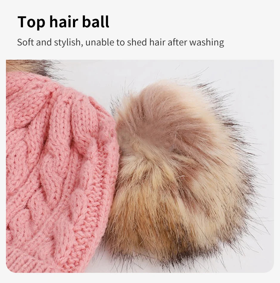 Kids Pompom Knit Beanie Hat