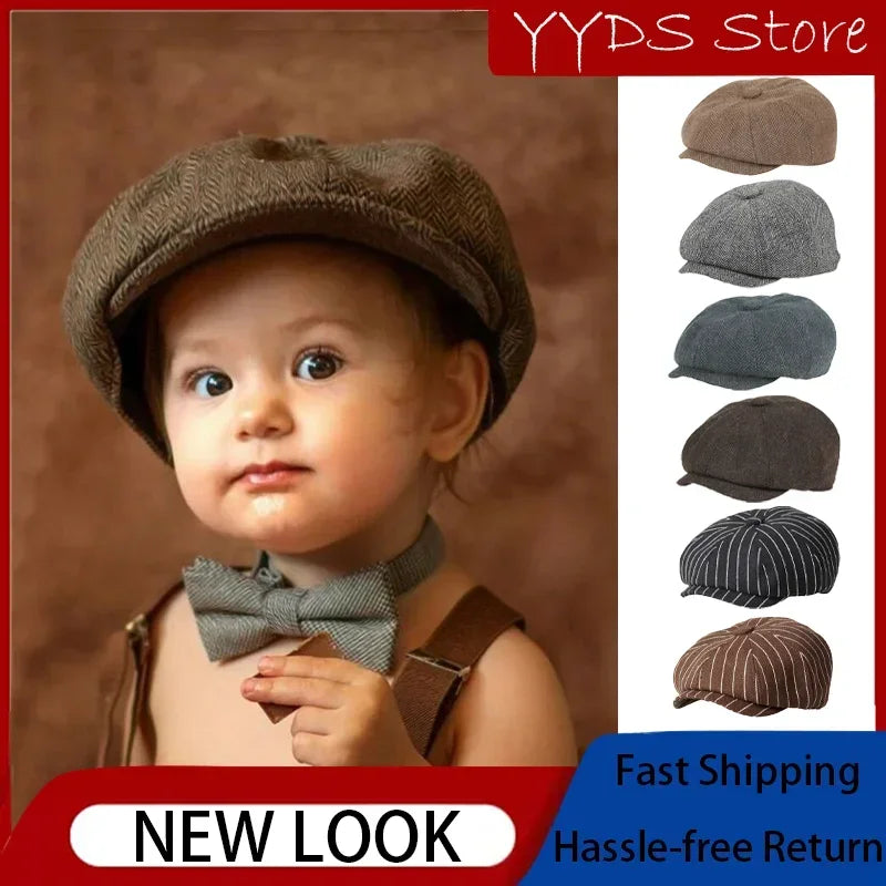 Kids Vintage Tweed Newsboy Cap