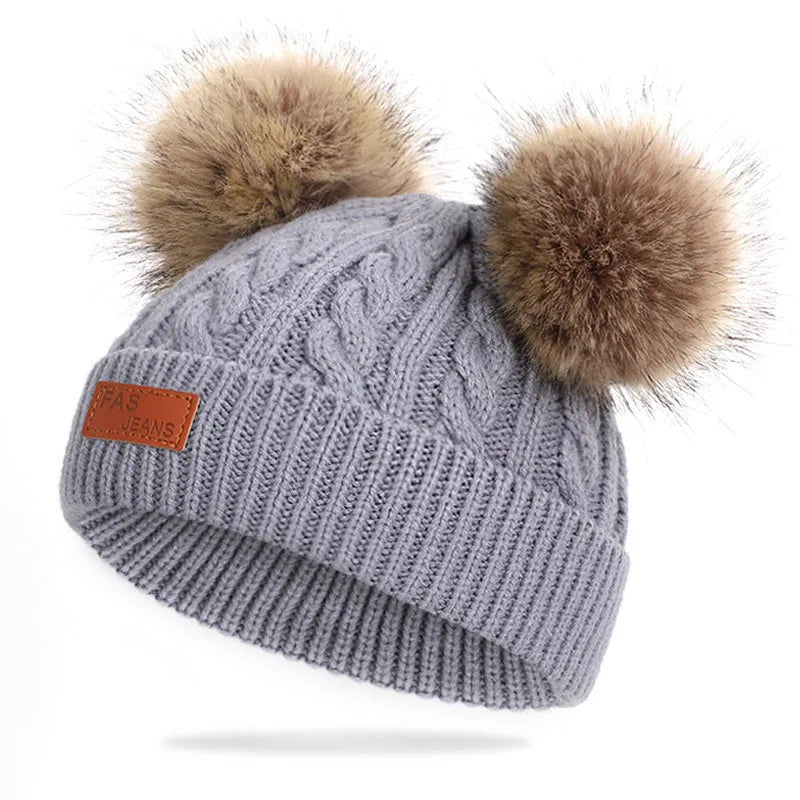 Kids Pompom Knit Beanie Hat
