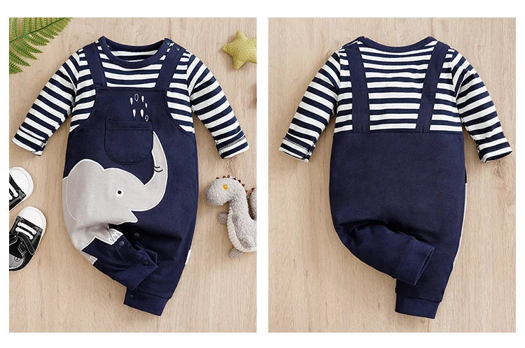 Baby Elephant Striped Romper