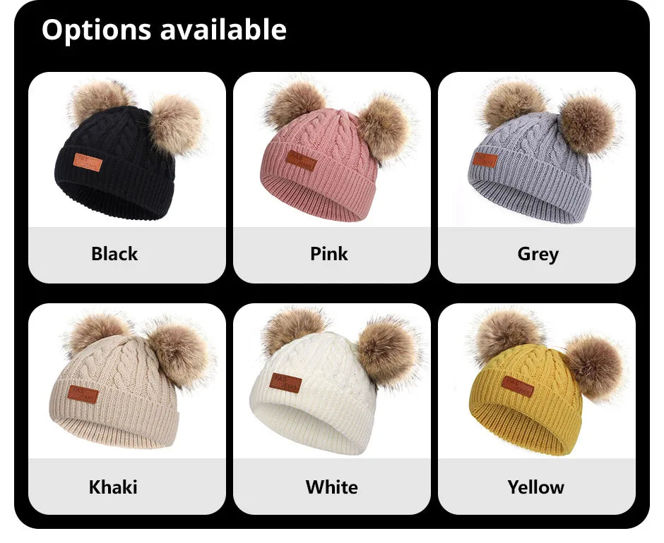 Kids Pompom Knit Beanie Hat