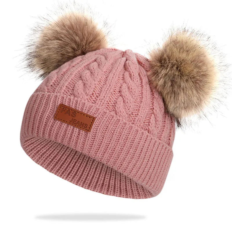 Kids Pompom Knit Beanie Hat
