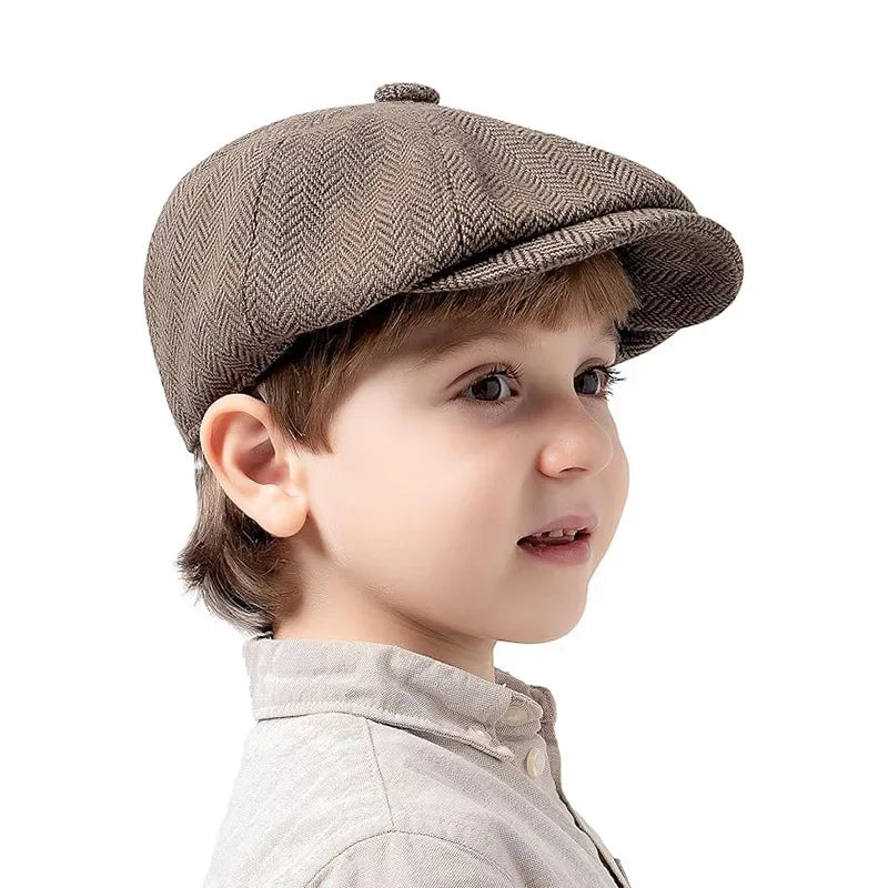 Kids Vintage Tweed Newsboy Cap