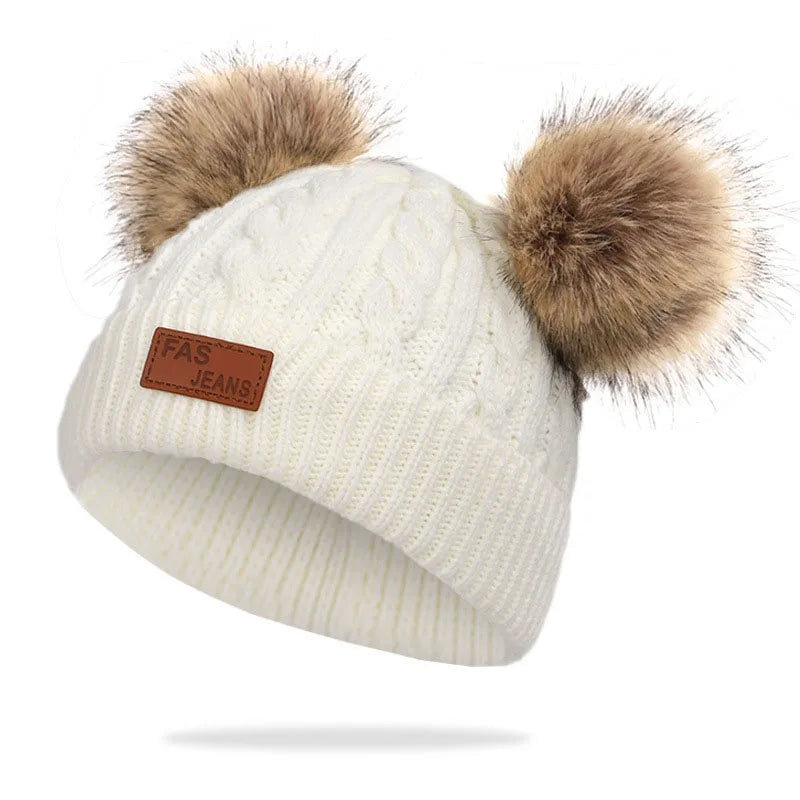 Kids Pompom Knit Beanie Hat