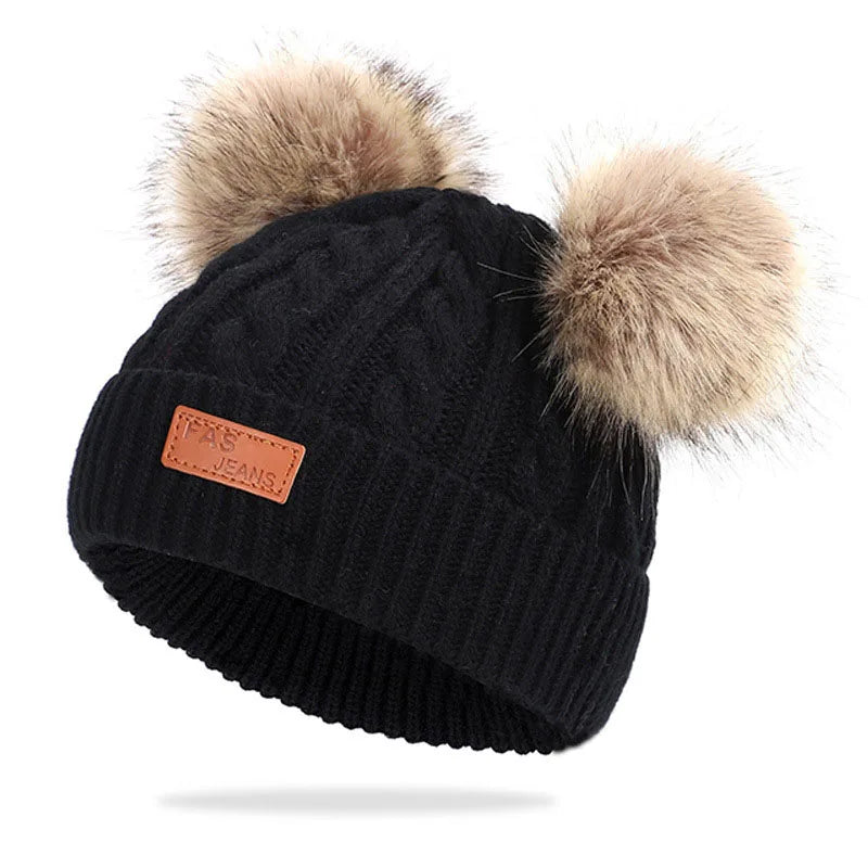 Kids Pompom Knit Beanie Hat